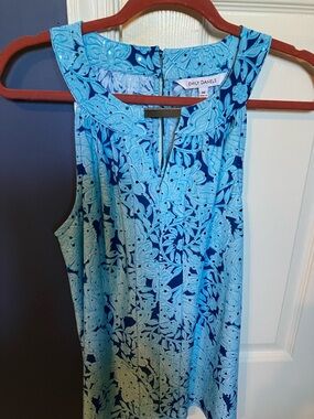 Emily Daniels Floral Blue Sequin Tank M NWT